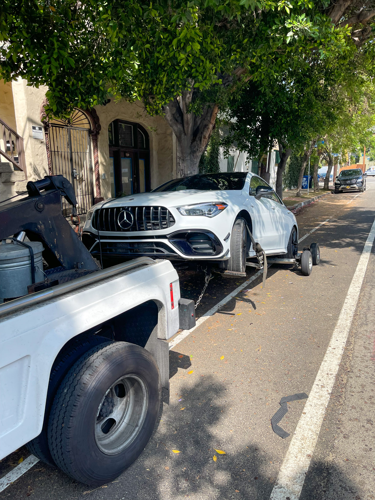 Car being towed